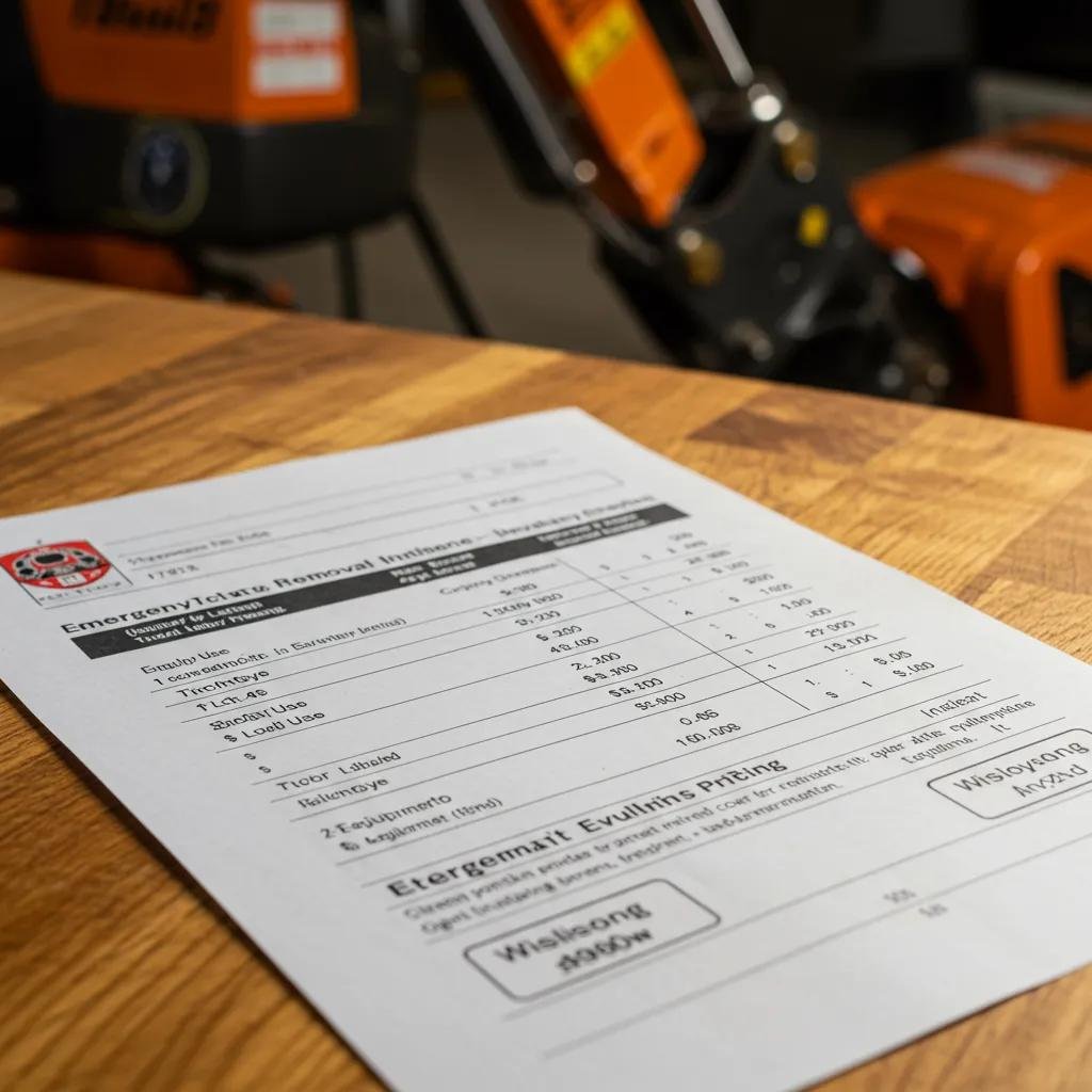 Detailed invoice for emergency tree removal services showcasing cost components